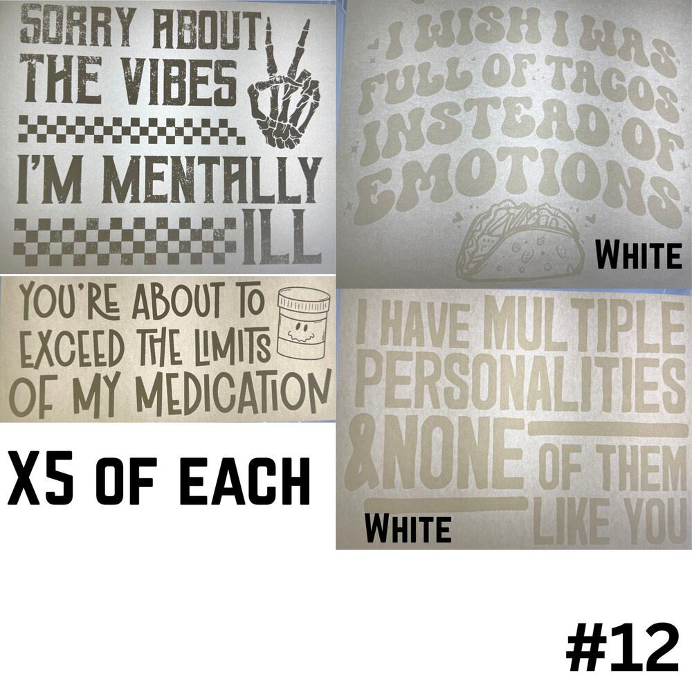 Mental Illness Themed Screen Prints - 20 Prints total
